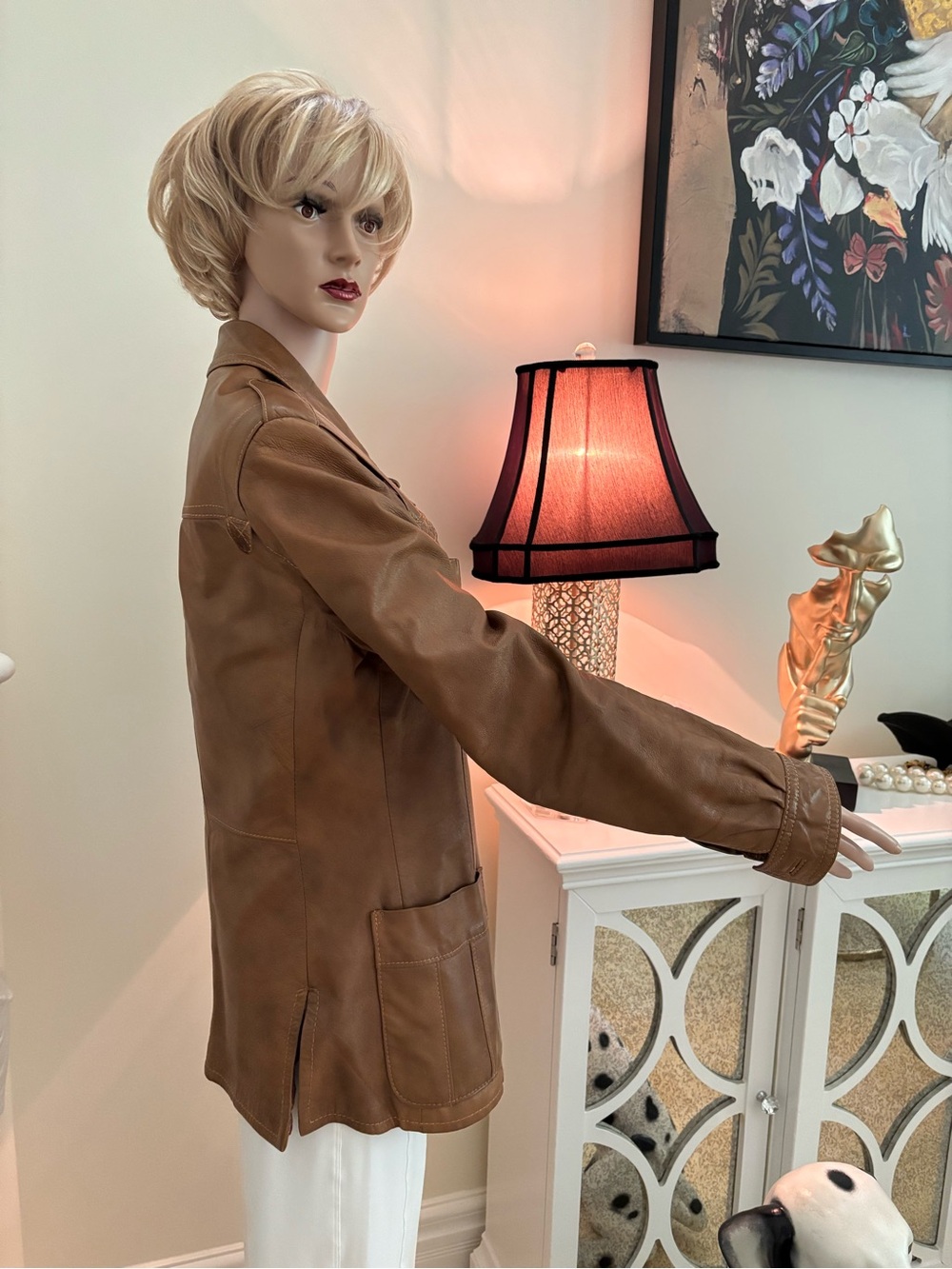 Zara Brown Leather Button-Front Jacket - Picture 6 of 15